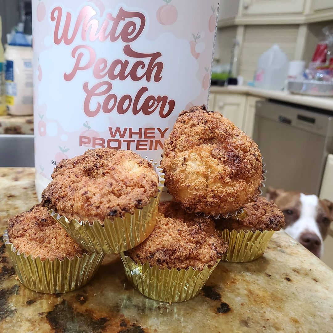 🍑 Peach Cobble Protien Muffins